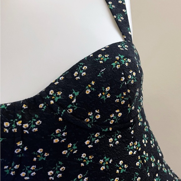 Anthropologie Hutch Ditzy Corset Black Floral Mini Dress Twee Indie Boho - Picture 6 of 8